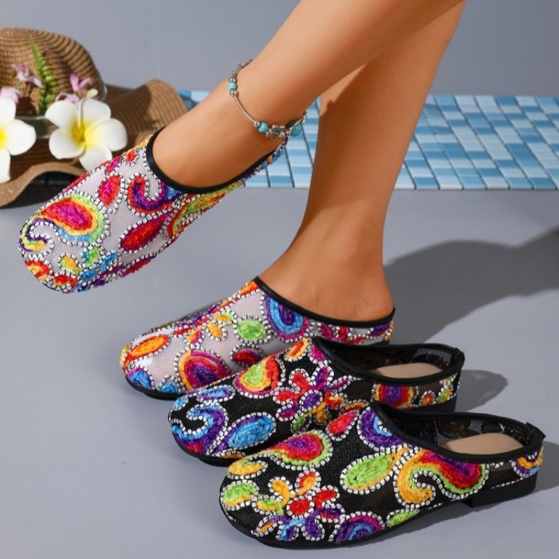 Ethnic Fashion Style - Retro Style Ethnic Embroidery Embroidered Slippers