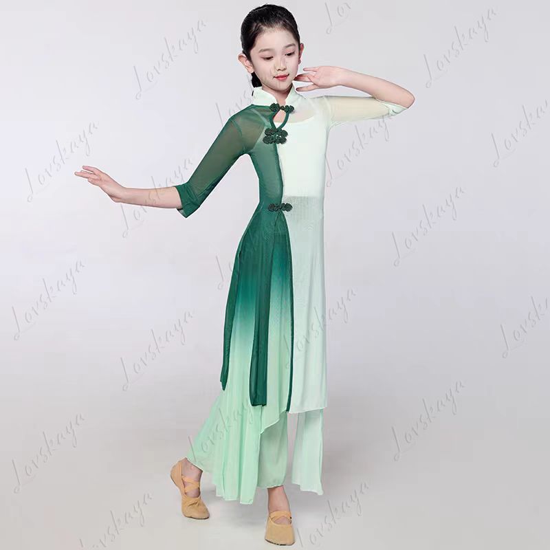 Ethnic Style Dresses - Children's Classical Dance Performance Costume Cheongsam-style