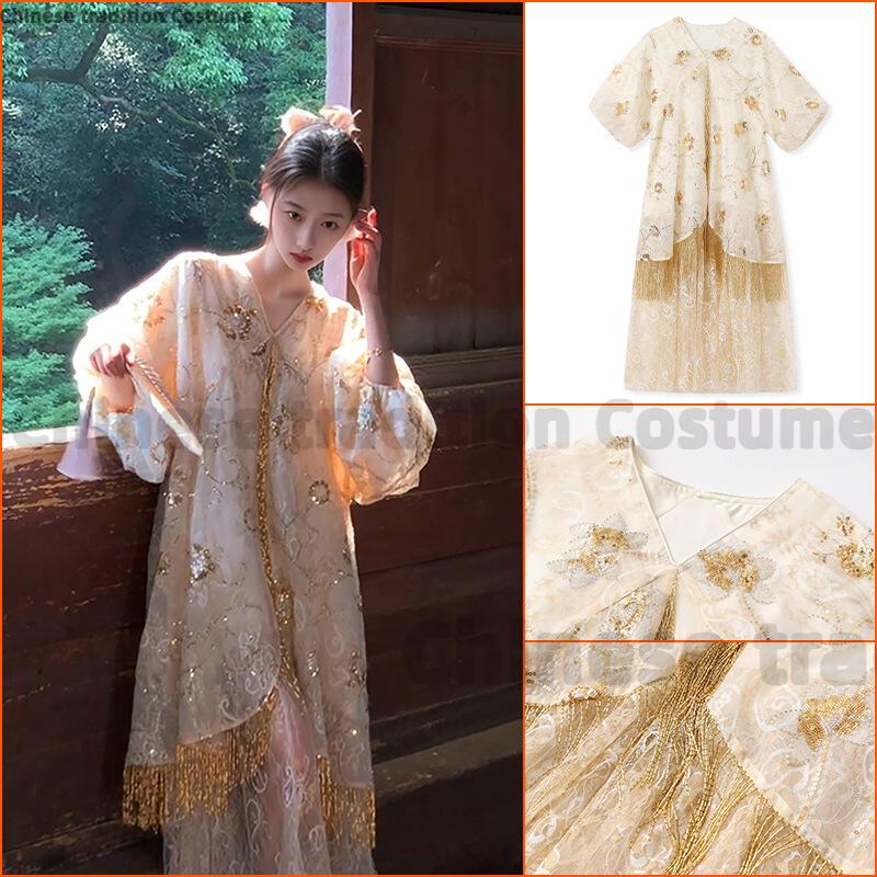 Ethnic Style Dresses - Chinese Style Tang Clothes Dress Lace