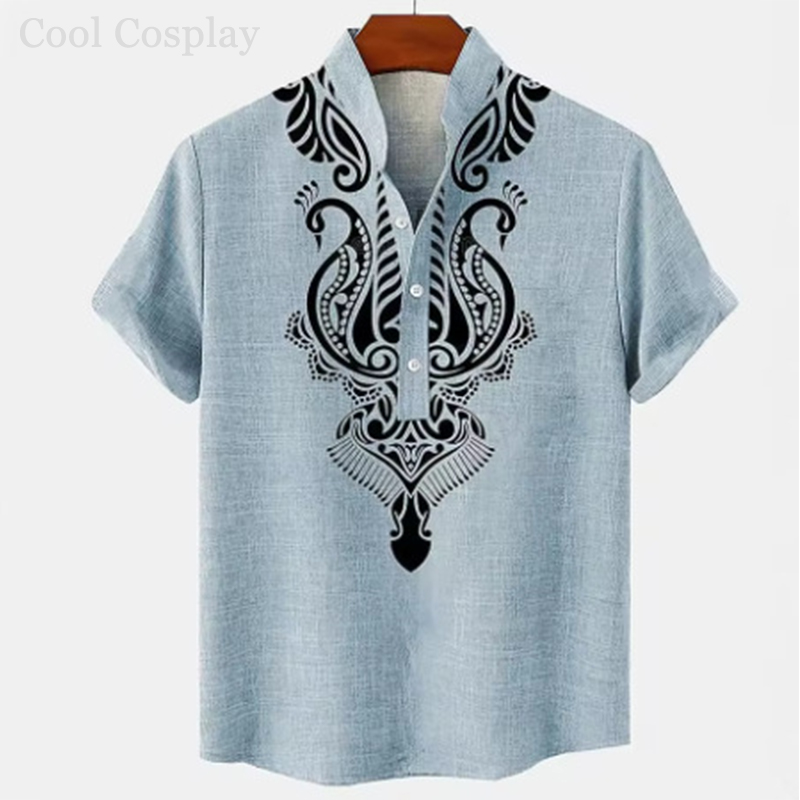 Male Retro Tops Henley Shirt M - Ethnic Fashion Style review and price