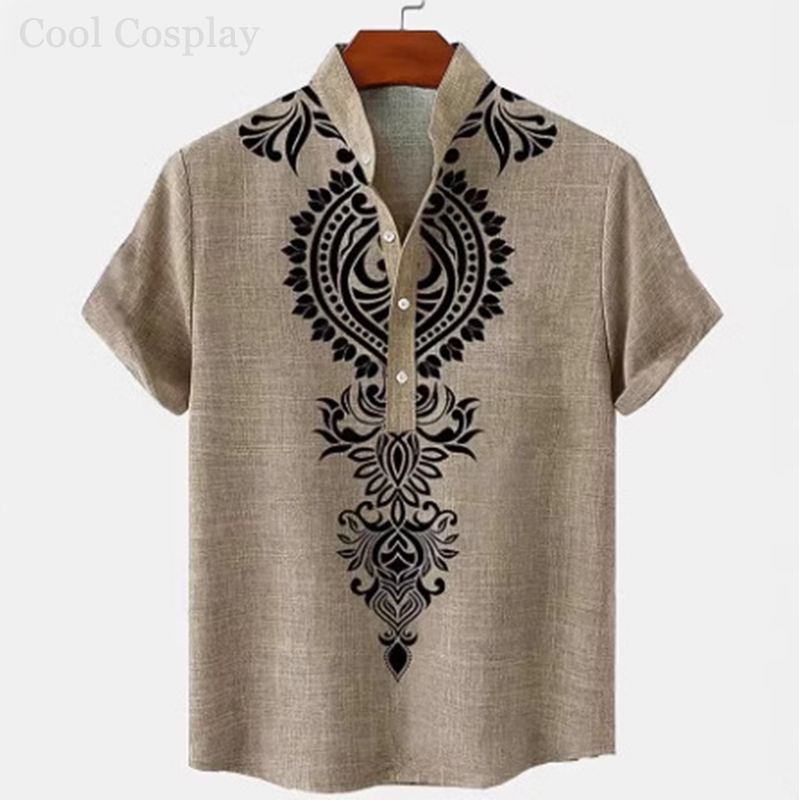 Male Retro Tops Henley Shirt M - Ethnic Fashion Style review and price