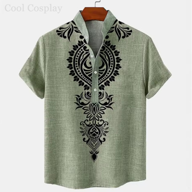 Male Retro Tops Henley Shirt M - Ethnic Fashion Style review and price