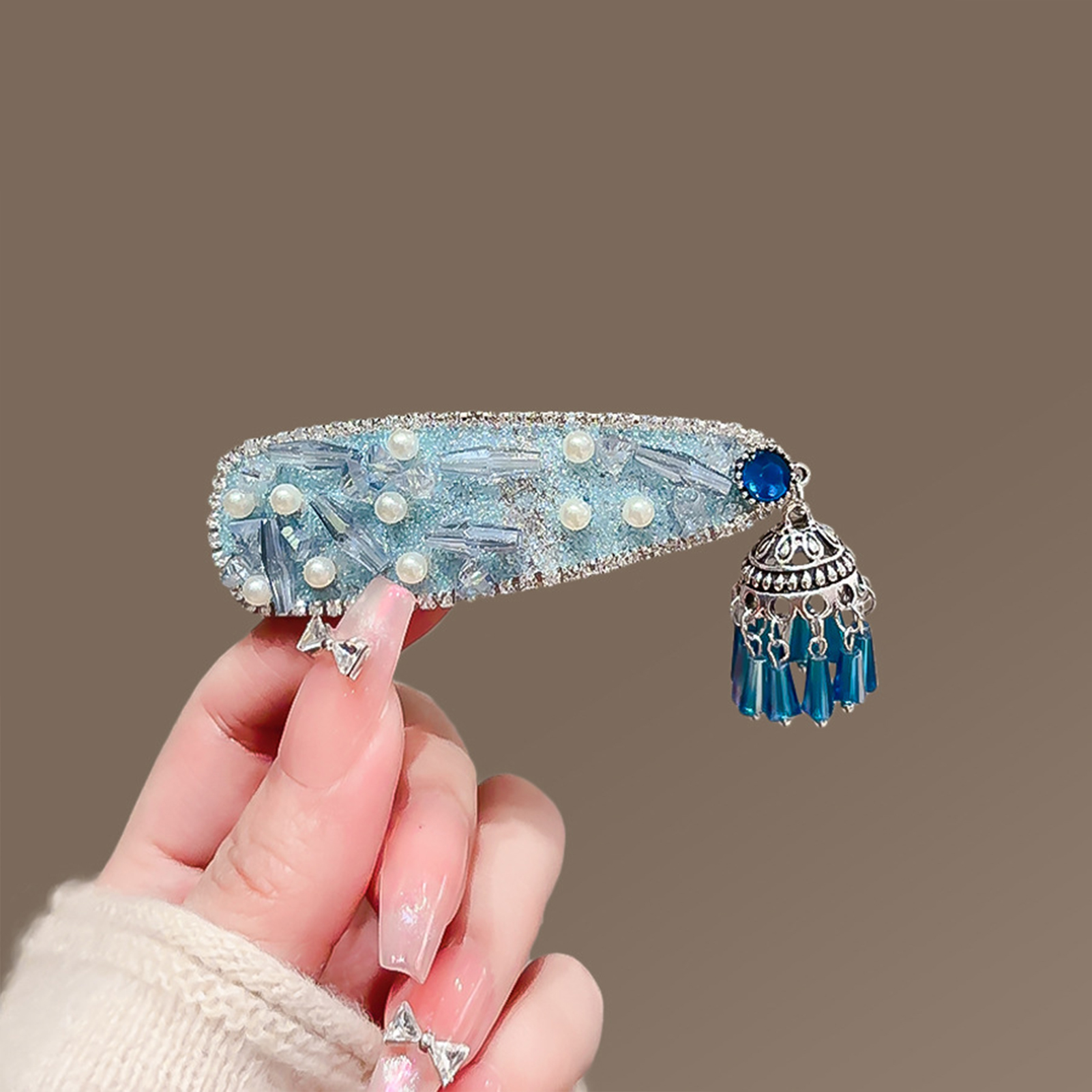 1Pc Blue Crystal Bangs Side Ha - Ethnic Fashion Accessories review and price