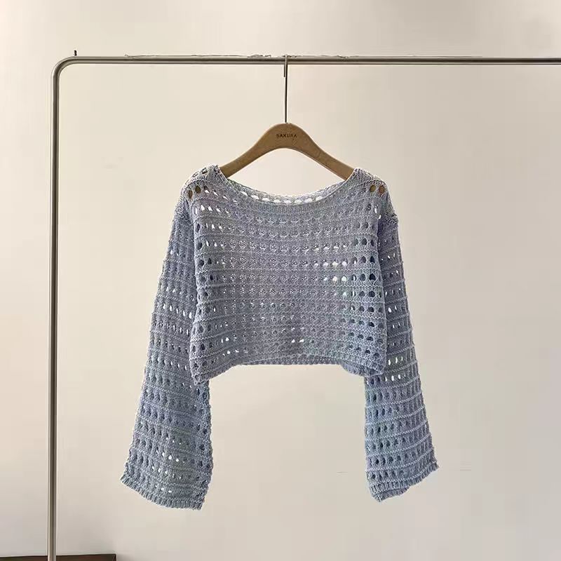 Long Sleeve Crochet Knit Top S - Kaftan Women Boho review and price