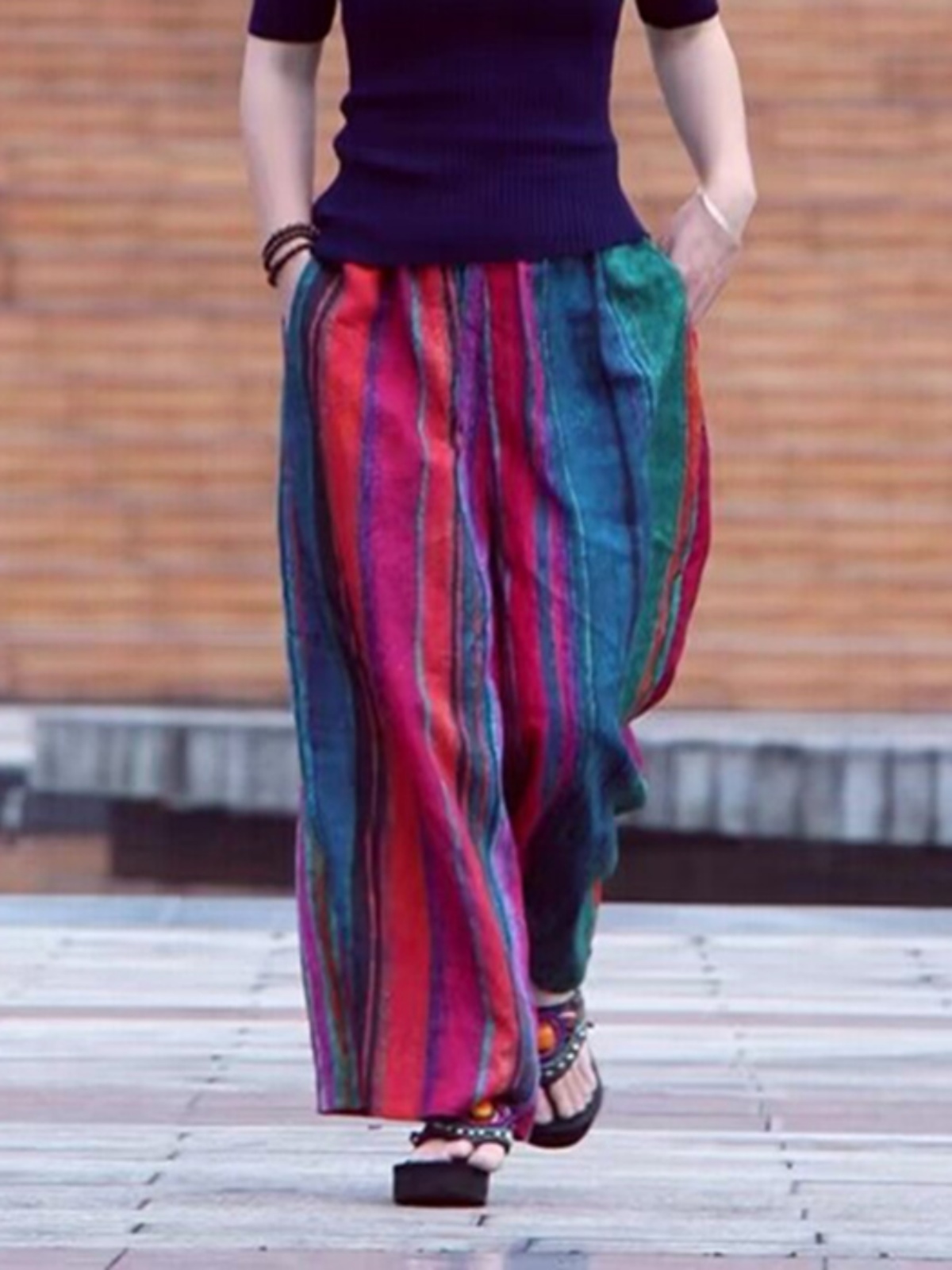 Summer Casual Artistic Wide Le - Ethnic Fashion Style review and price