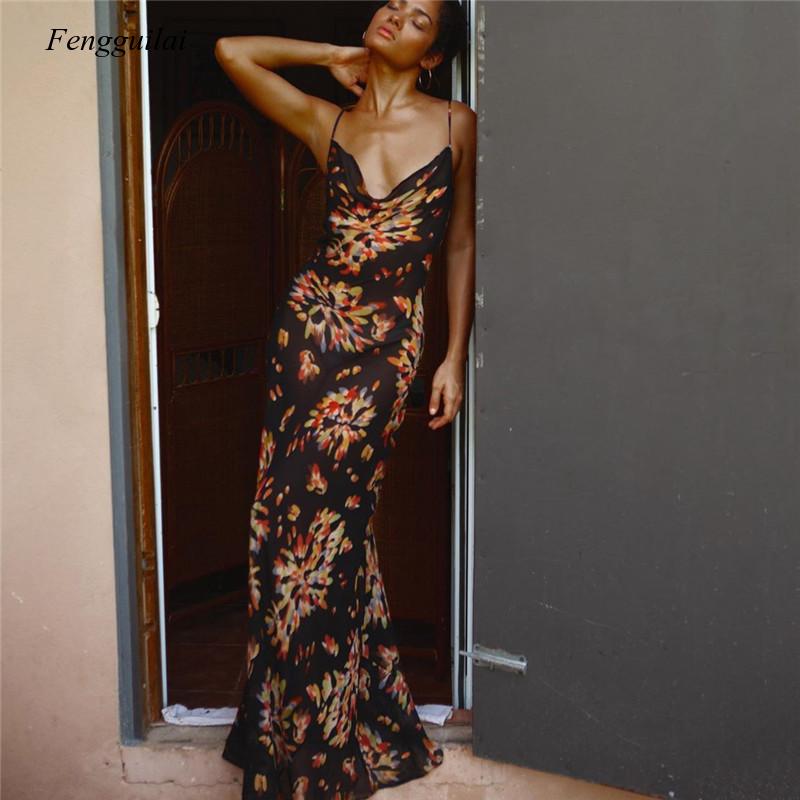 Floral Print Summer Spaghetti  - Kaftan Women Boho review and price