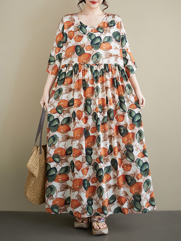 Summer New plus Size round Nec - Ethnic Style Dresses review and price