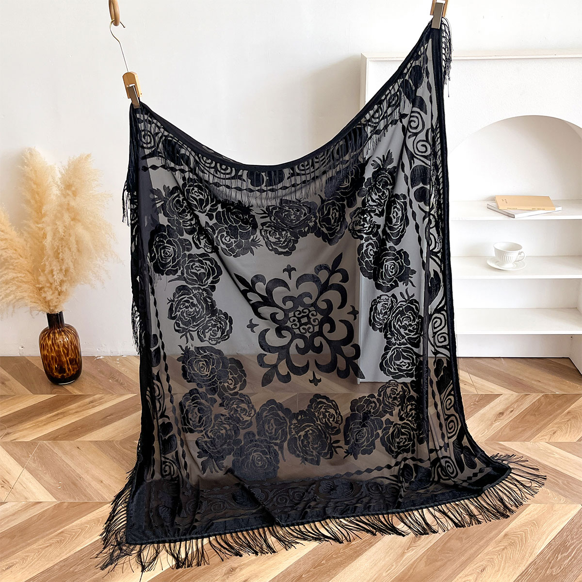 Retro Velvet Tassel Scarf Flor - Ethnic Fashion Accessories review and price