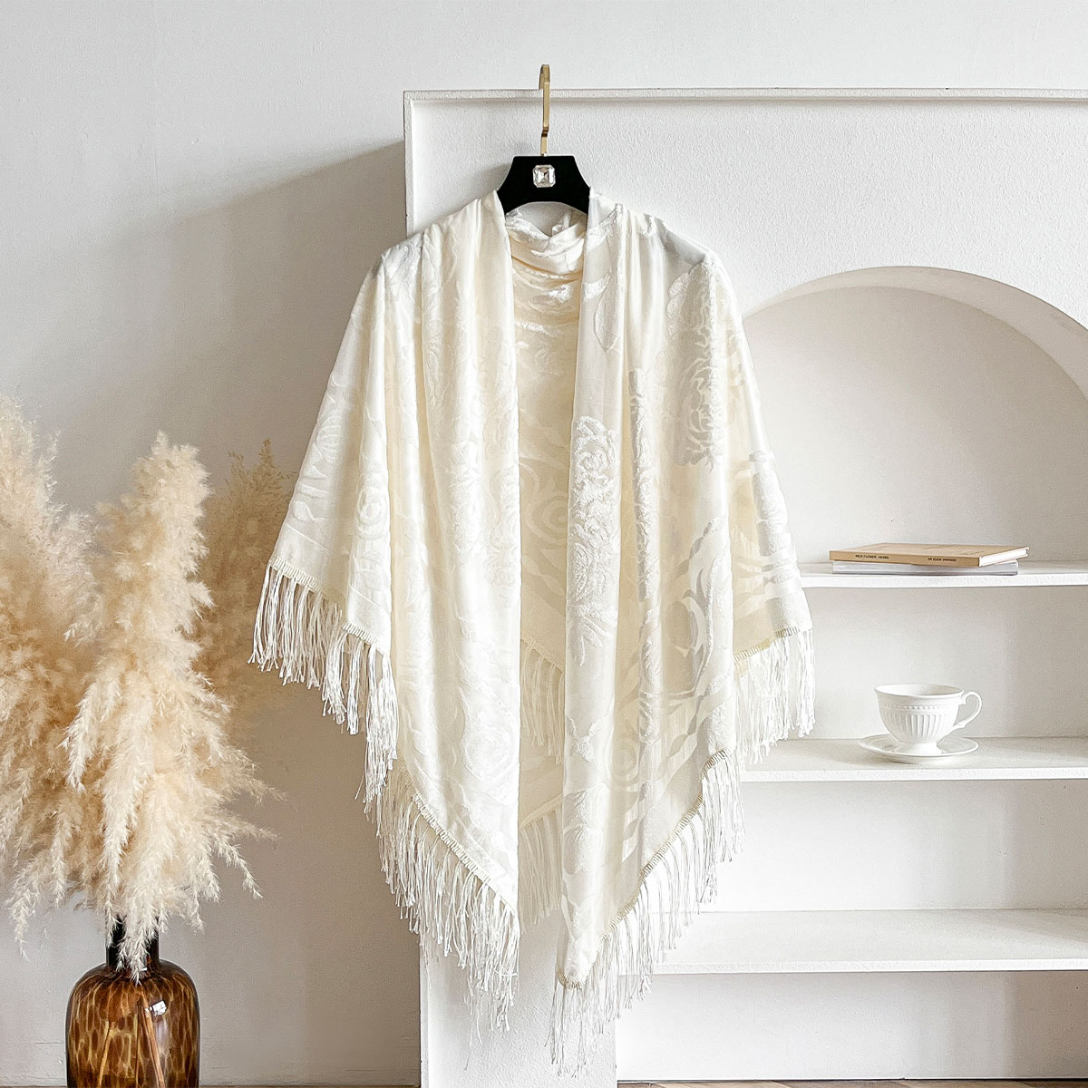 Retro Velvet Tassel Scarf Flor - Ethnic Fashion Accessories review and price