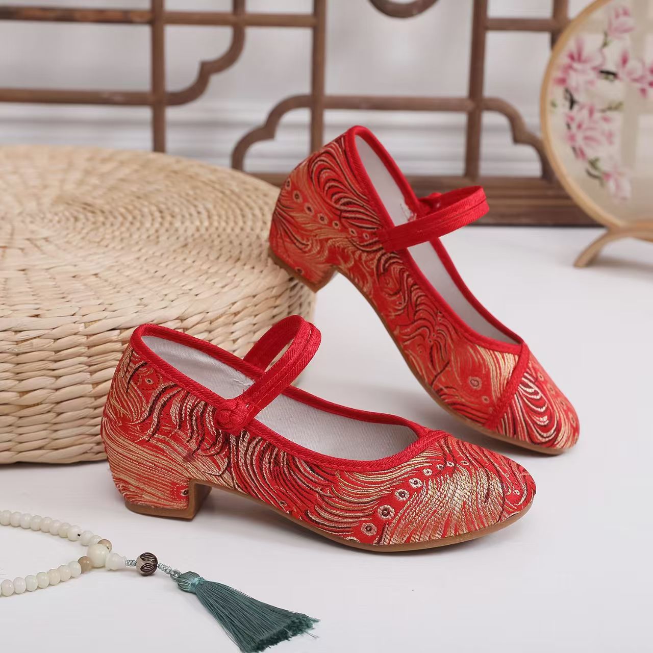 2026 Women New Block Heel Silk - Ethnic Fabric review and price