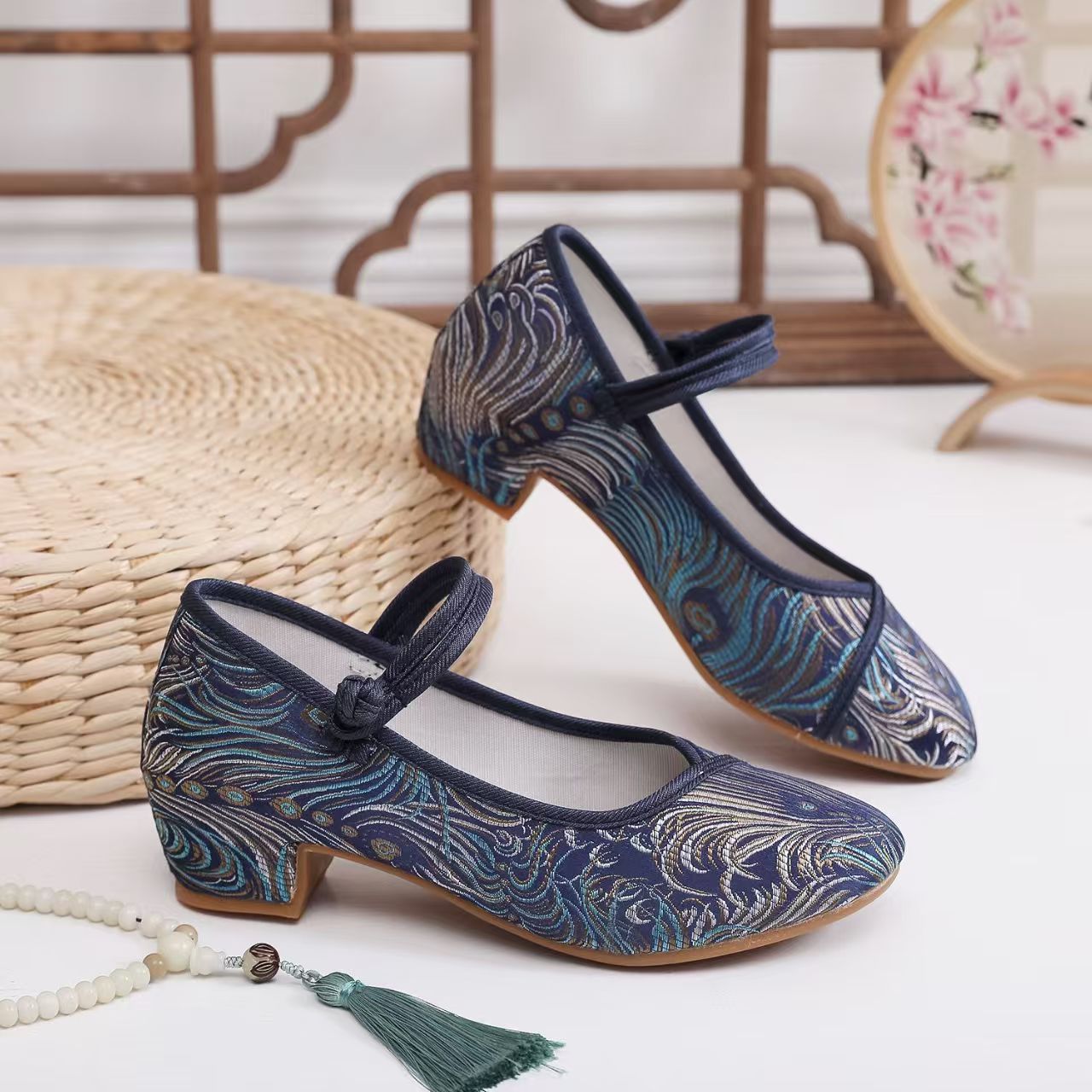 2026 Women New Block Heel Silk - Ethnic Fabric review and price