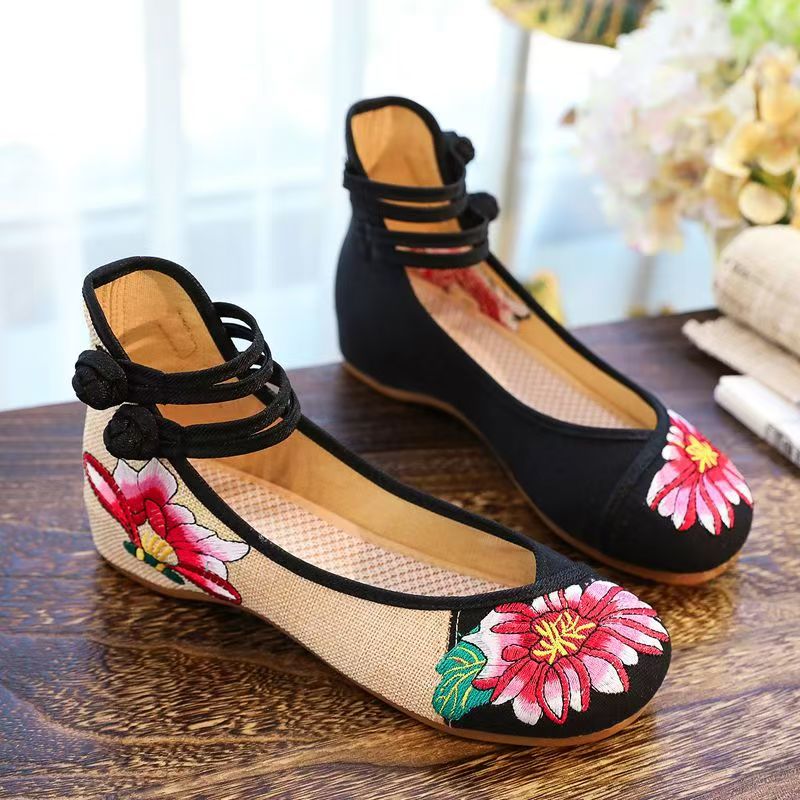 Woman Wedges Embroidered Cloth - Ethnic Fabric review and price